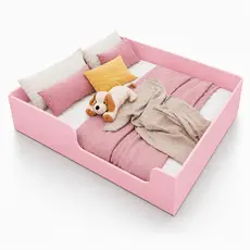 Cama Casal Rosa Montessoriana Moderna Estrutura Resistente e Design Sofisticado
