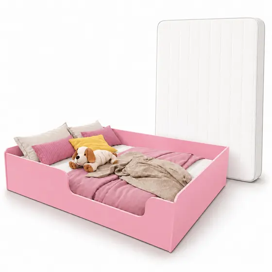 Cama Casal Montessoriana Rosa com Colchão Incluso Design Moderno e Funcional