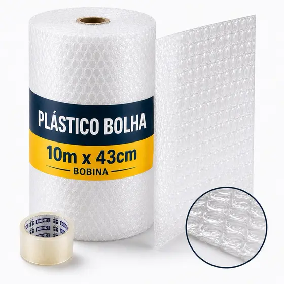 Plástico Bolha 43cm x 10m Resistente Brinde Ecommerce Mudanças Envio Imediato Com Durex