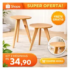 Kit 2 Mesinhas Para Sala Quarto Apoio