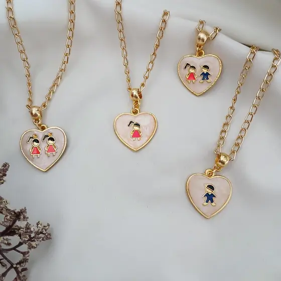 Colar Elo Português Pingente Filhos Moda Tendência