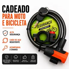TRAVA BIKE MOTO ANTIFURTO RESISTENTE COM CHAVE E SUPORTE