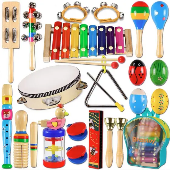 Brastoy Conjunto De Instrumentos Musicais De Percussão Infantil Brinquedos Educativos Musicais