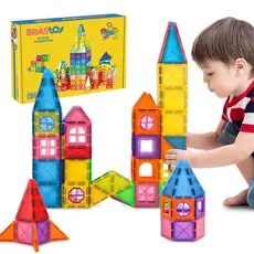 Blocos Magnéticos Mate Brastoy 120 Peças Brinquedo Educativo Infantil