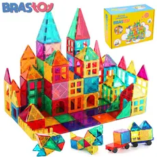 BRASTOY Blocos de Montar Magnéticos Construção Brinquedo Com Imã Educativo Infantil 65 Peças
