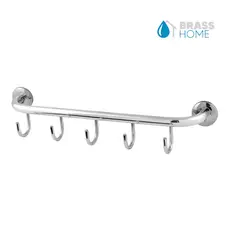Cabide 5 Ganchos Alumínio Aço Inox Suporte Porta Toalha Roupa 33 cm Pendurar Objetos