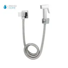 Ducha Higiênica Metal Quadrada Luxo Slim Cromada Completa 1,20M Banheiro Bidê Lavabo Salão de Beleza