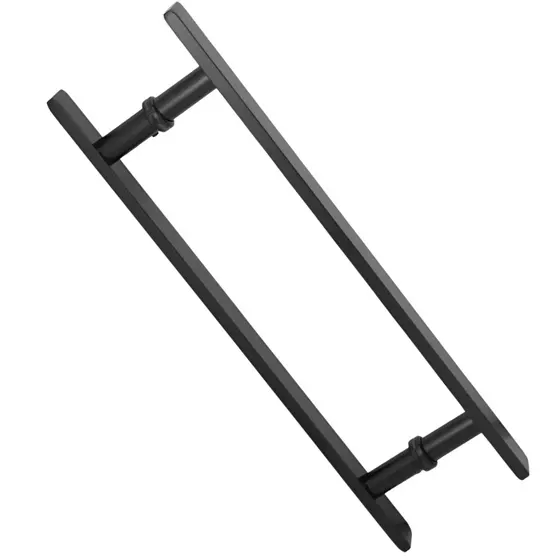 Puxador Duplo De Porta Retangular Preto Fosco 70 Cm (60cm Entre Furos) Barra Chata - Black Matte