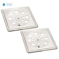 Kit 2 Ralo Grelha Quadrado 10x10 cm Aço Inox Completo Com Caixilho Abre e Fecha