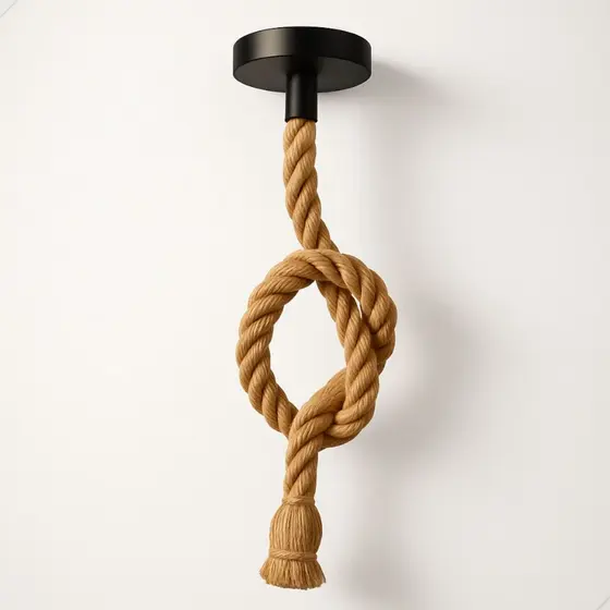 Pendente Luminária Corda Sisal 1 Metro Bivolt 110v 220v Lustre Rústico Decorativo Fibra Natural