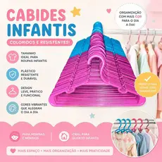 Cabide Infantil  kits com 30, 40, 50 ou100 Unidades | Menina | Menino | Plástico Durável