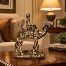 Estatueta Camelo do Deserto Dourado Faraó Árabe Arábia Saudita Decoração