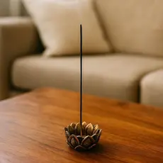 Porta Incenso Lótus Decorativo em Resina – Decoração Zen e Aromaterapia Castiçal Porta Vela 2 em 1