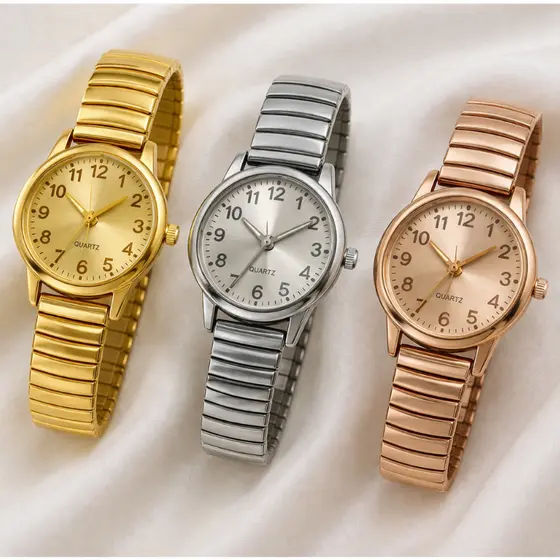 Relógio Feminino Pulseira Elástica Ajustável – Relógio Analógico Quartz