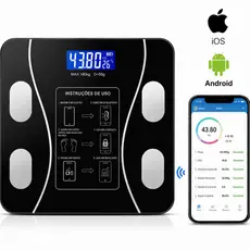 Balança Digital Banheiro Inteligente Medidor Bioimpedância Bluetooth Analisa Gordura Massa Muscular