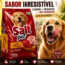 Ração para Cães Adultos Salt Pet 15kg Sabor Carne e Frango Premium Cachorro e Dog