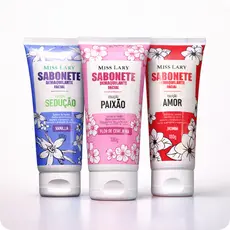 SABONETE DEMAQUILANTE FACIAL MISS LARY Vanilla, Flor de Cerejeira, Jasmim Limpeza Hidratação