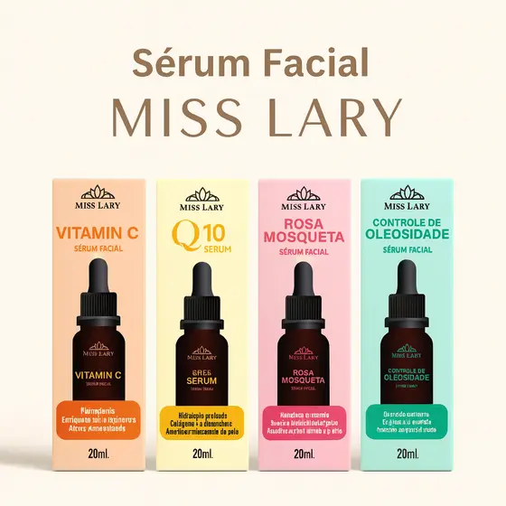 Serum Facial Miss Lary – Rosa Mosqueta, Controle de Oleosidade, Vitamina C e Q10