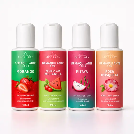 DEMAQUILANTE BIFASICO MISS LARY 100ml – Remove Maquiagem à Prova D’Água, Limpeza Rápida e Suave