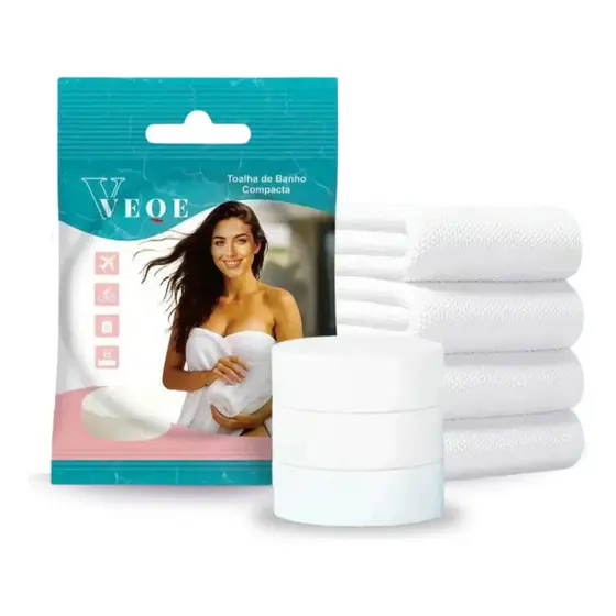 KIT 3 TOALHAS DE BANHO COMPACTAS VEQE – MICROFIBRA PORTÁTIL DESIDRATADA