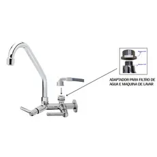 Torneira Para Cozinha De Parede Adaptador Para Filtro e Maquina De Lavar, Torneira Cromada