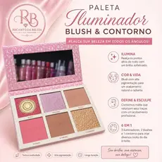 Paleta de iluminador blush e contorno