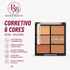 paleta de corretivo 6 cores sacolões