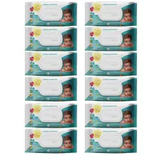Toalhas Umedecidas para Bebê 12 Pacotes de 100 Folhas cada com Tampa Flip Top Easy Now Baby