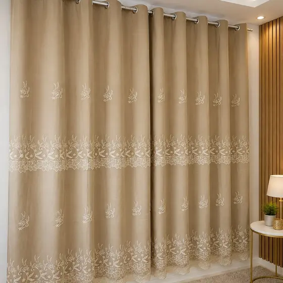 Cortina 3,00 × 2,60 Bordada Com Forro Alta Qualidade