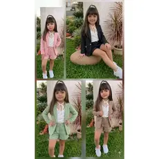 roupa conjunto infanto juvenil do 4 ao 14 e botoes con bolso no shorts e blazers