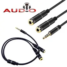 Cabo Adaptador P3 Macho X 2 P2 Fêmea Para Fone Dourados E De Metal P3X2P2