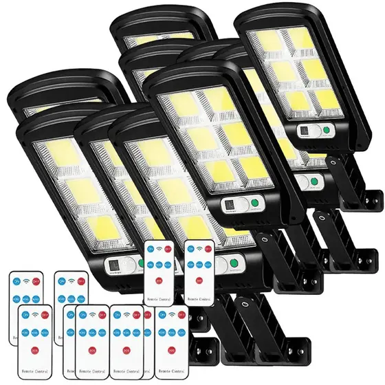 KIT 10 Luminária Solar Led Parede Refletor 300w Com Sensor Acompanha Controle LKY0034