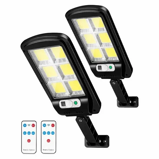 KIT 2 Refletor Solar Led Branco Parede Sensor Presença 300w Ip66 Controle Possui 3 Modos LKY0034