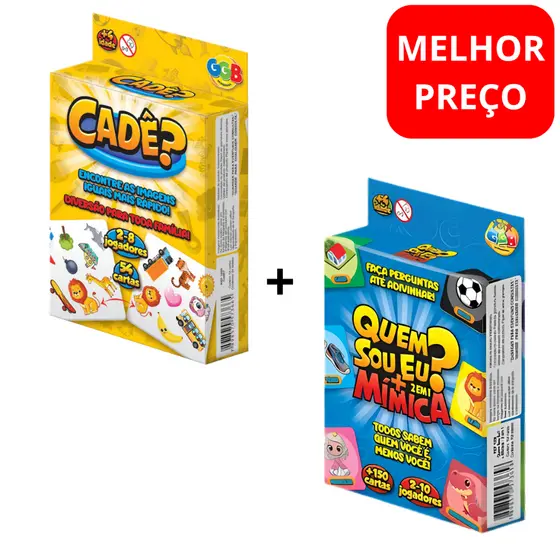 Jogo de Cartas Raciocínio Cadê? + Quem Sou eu + Mimica Educativo Divertido (ANTIGO ACHEI!)