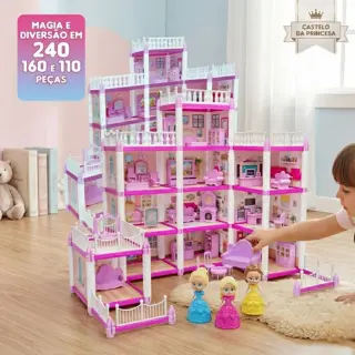 Castelo da Princesa Casinha de Boneca P/ Montar Faz de Conta