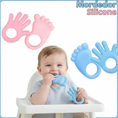 Kit Mordedor Bebê Silicone Macio Mãozinha e Pezinho - Alívio Dentição