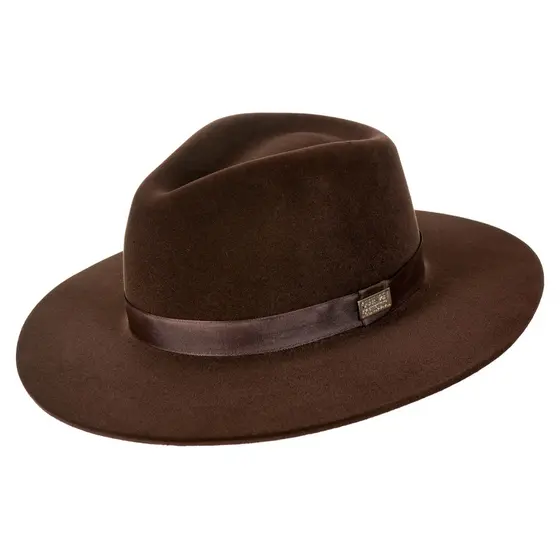 Chapéu Fedora Café de Feltro Clássico Aba Dura 7cm Unissex Novidade