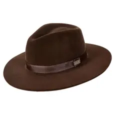 Chapéu Fedora Café de Feltro Clássico Aba Dura 7cm Unissex Novidade