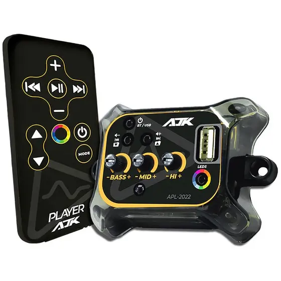Player Automotivo AJK APL-2022 Bluetooth 5.0 Caixa Bob USB Controle Saída LED Endereçável