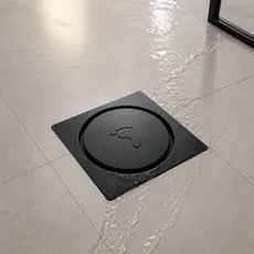 Ralo Click Inteligente Plástico ABS 10x10 Quadrado PRETO - Veda Cheiro Piso Banheiro Casa Cozinha