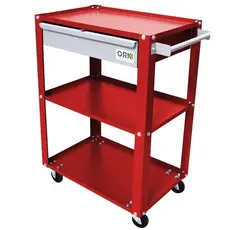 Carrinho de Ferramentas Vermelho Desmontável 3 Prateleiras