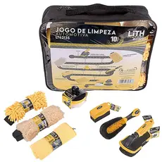 Jogo de Limpeza Estética Automotiva Multiuso com 10 Peças Microfibra Nylon - Lith