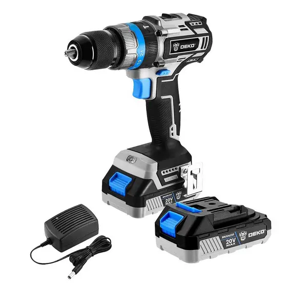 Furadeira Parafusadeira de Impacto Brushless 1/2 Pol. 62Nm com 2 Baterias de 20V Bivolt DEKO