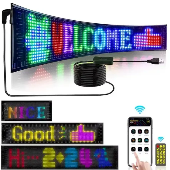 Painel de Pixel de Matrix LED Usb  Flexível RGB Endereçável Devil Eyes Sinalização Informativo