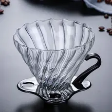 Coador de Café em Vidro Borosilicato Com Suporte Tipo Hario V60 – Tamanho 02