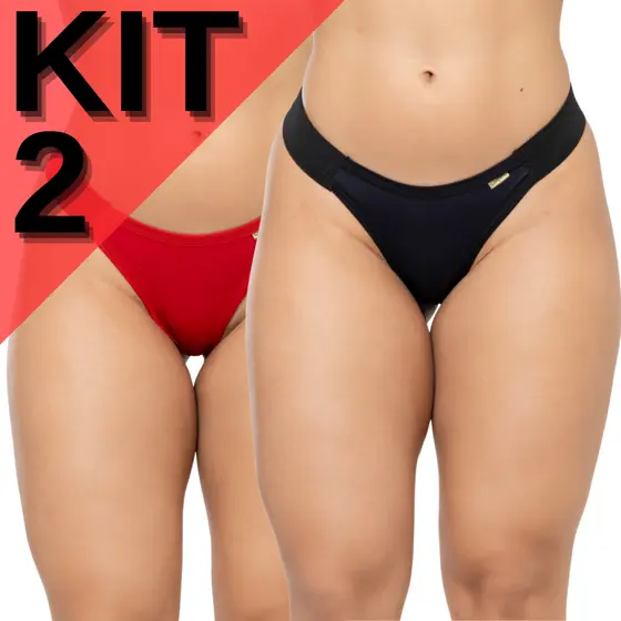 KIT 2 Calcinha Fio Duplo Feminina Não Marca Confortável Básica Diária Microfibra