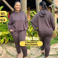 Conjunto Plus Size Feminino Moletom Moletinho G1 G3 Outono Inverno Frio Confortável