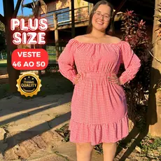 Vestido Feminino Plus Size  Curto Xadrez Tendência Manga Longa Ciganinha Moda Festa Elegante