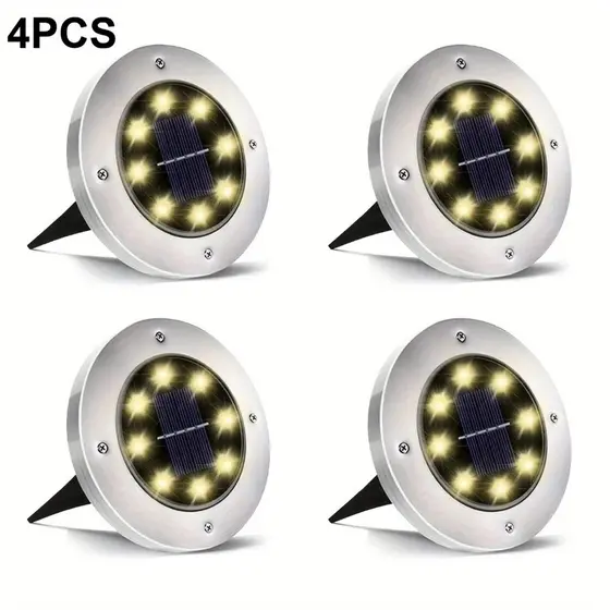 Luminária Balizador Espeto Jardim Energia Solar LED Chão Redondo Branco Kit 4