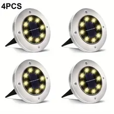 Luminária Balizador Espeto Jardim Energia Solar LED Chão Redondo Branco Kit 4